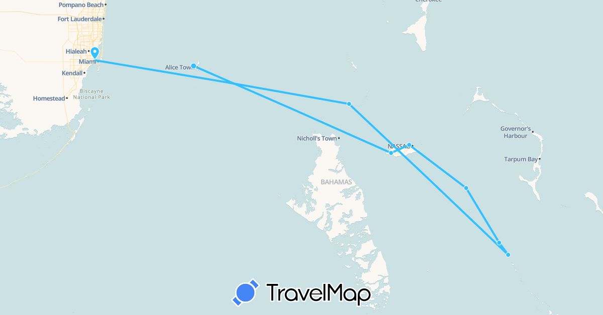 TravelMap itinerary: boat in Bahamas, United States (North America)